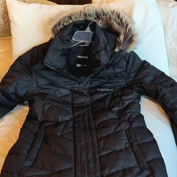Marmot Jackets & Blazers - Marmot Strollebridge Women's Black Down Coat Faux Fur Size Small